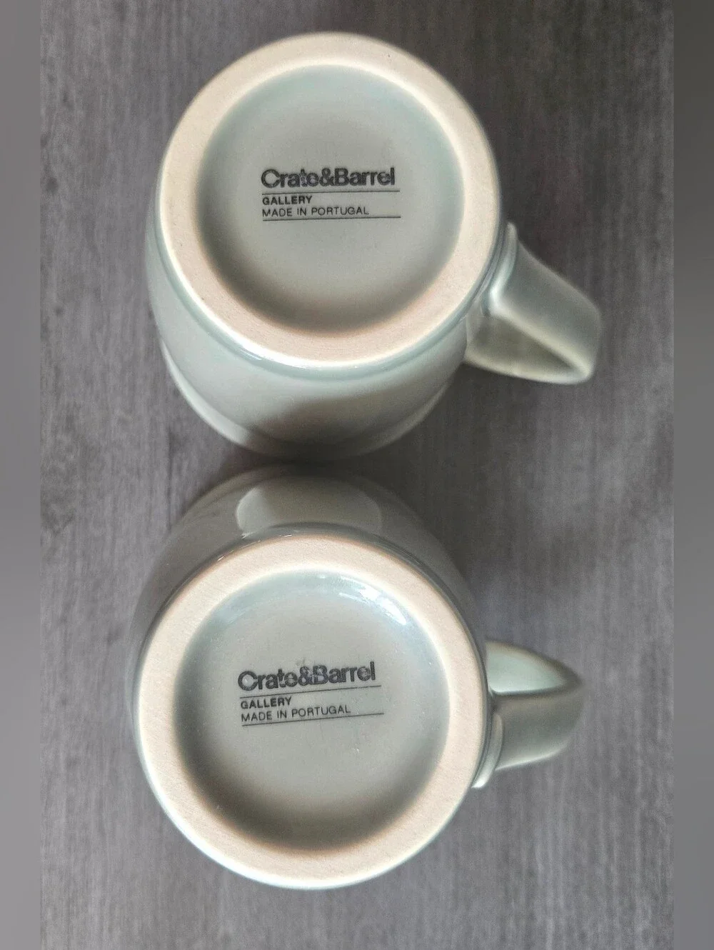Crate & Barrel Set Of 2 Vintage Discontinued Sage Green Gallery Coffee Tea Mugs